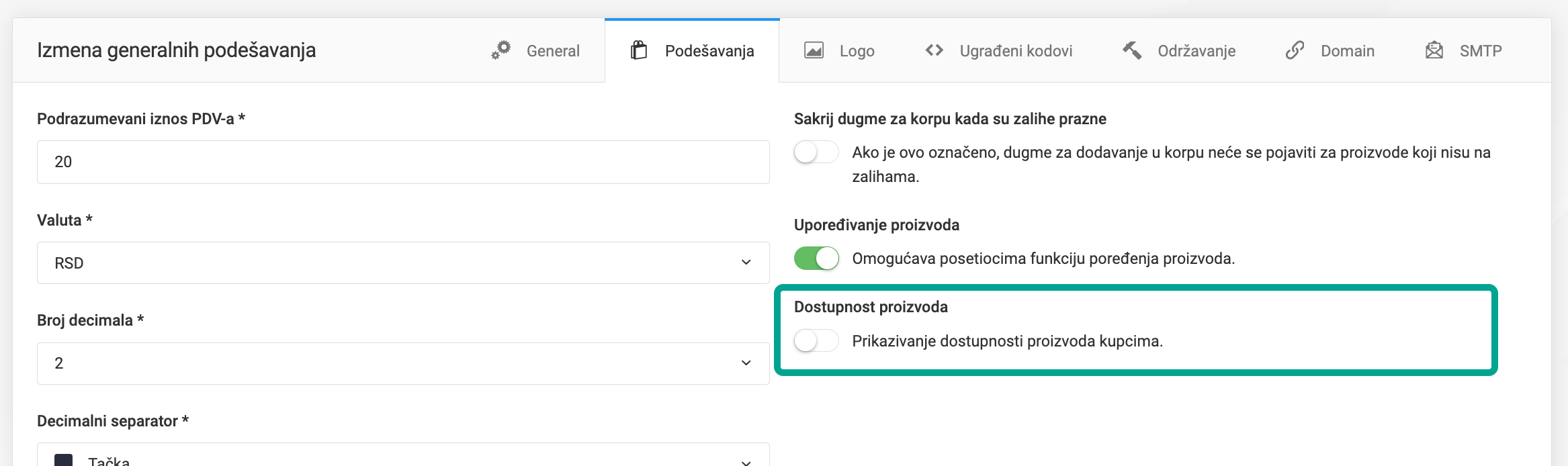 Sistem web prodavnice za iznajmljivanje: v5.8.0