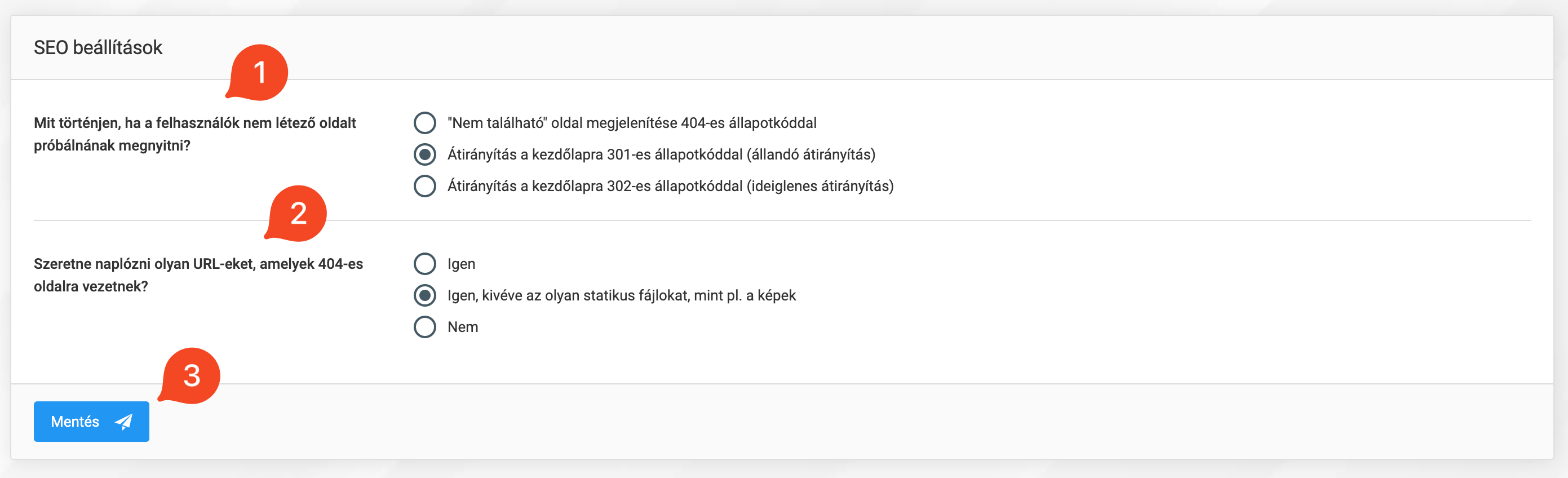 SEO beállítások