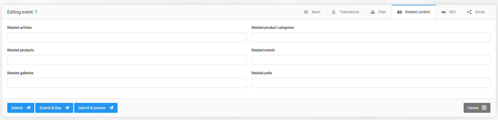 Events and event categories