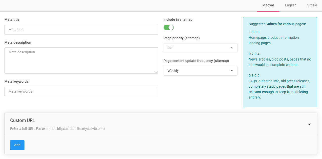 SEO Settings