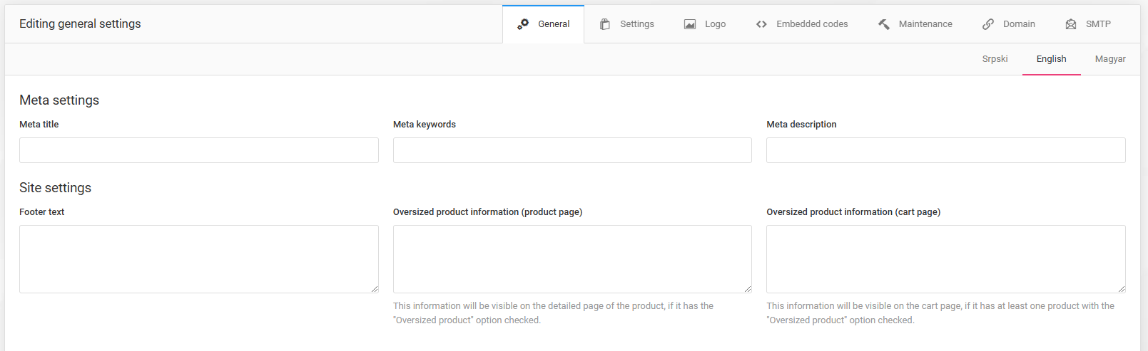General settings