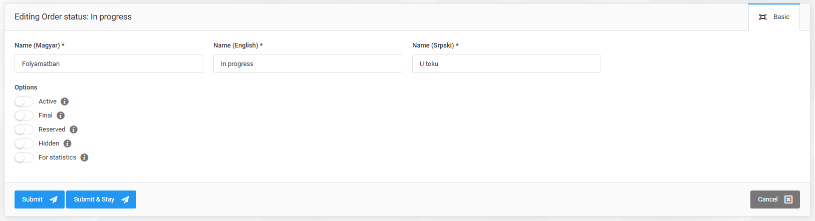 Order statuses