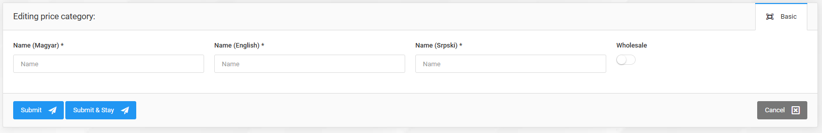 Price categories