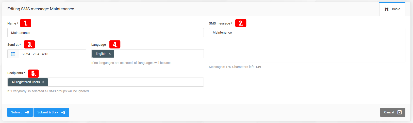 SMS messages