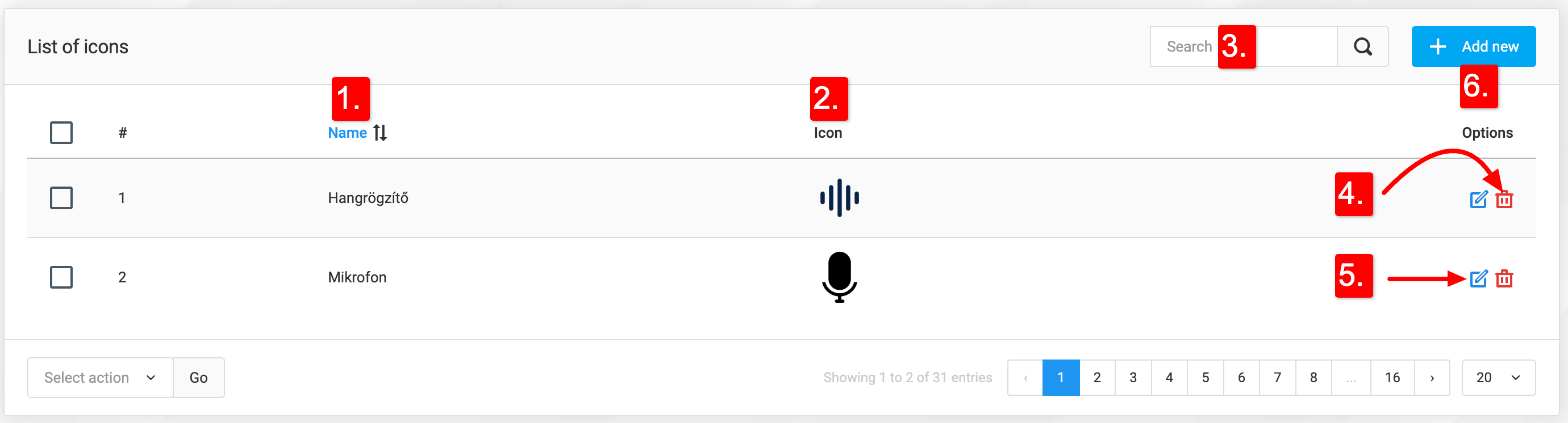 Icons for products
