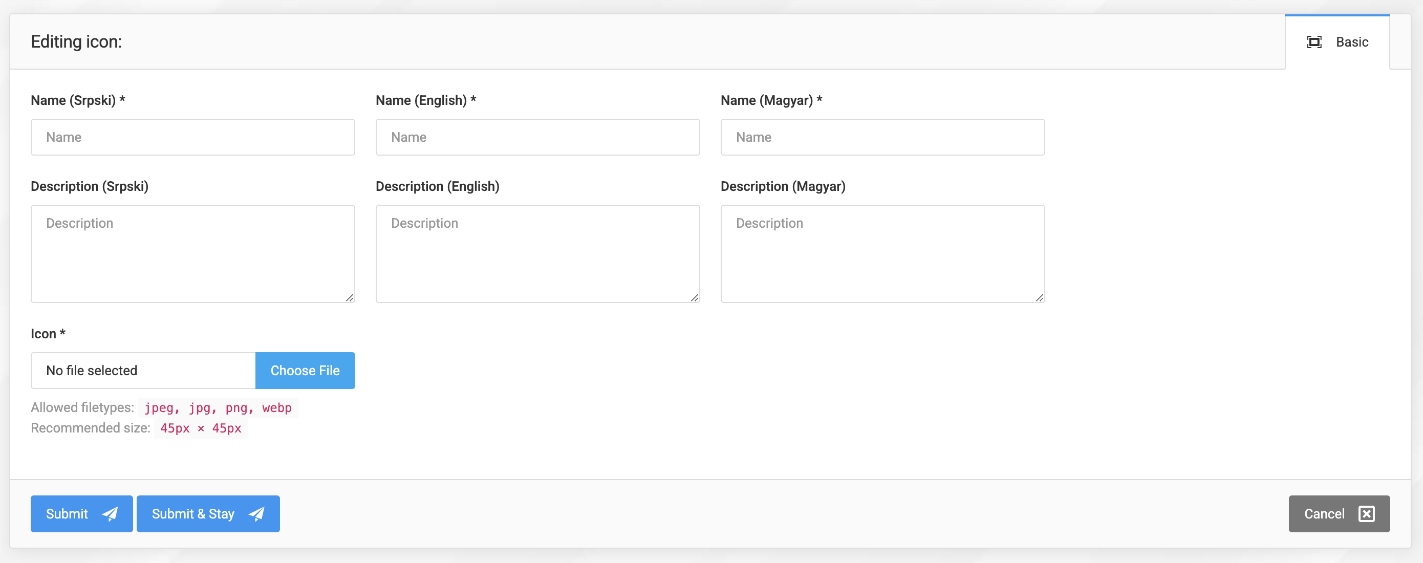 Icons for products