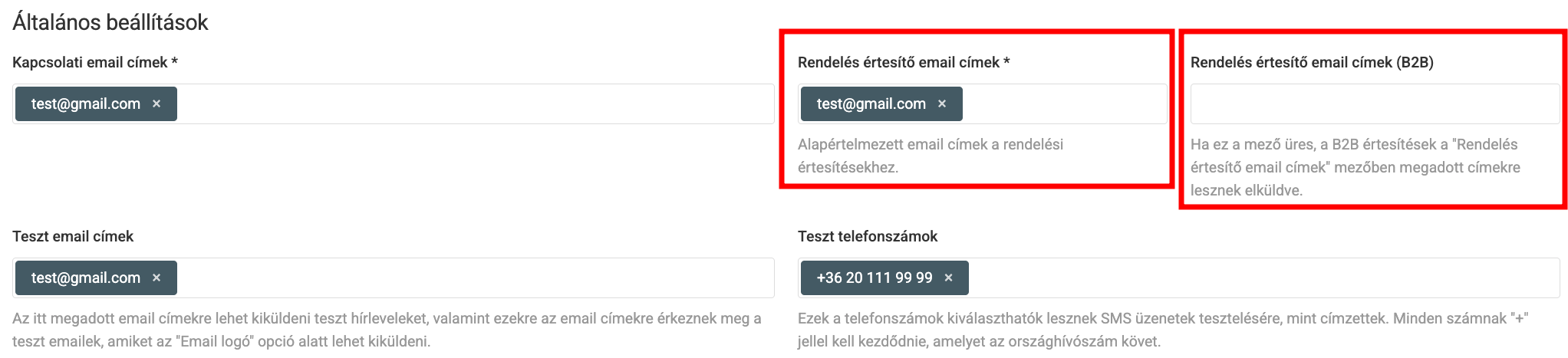 Általános beállítások