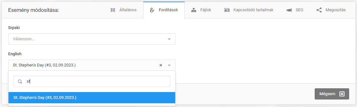 Események és esemény kategóriák