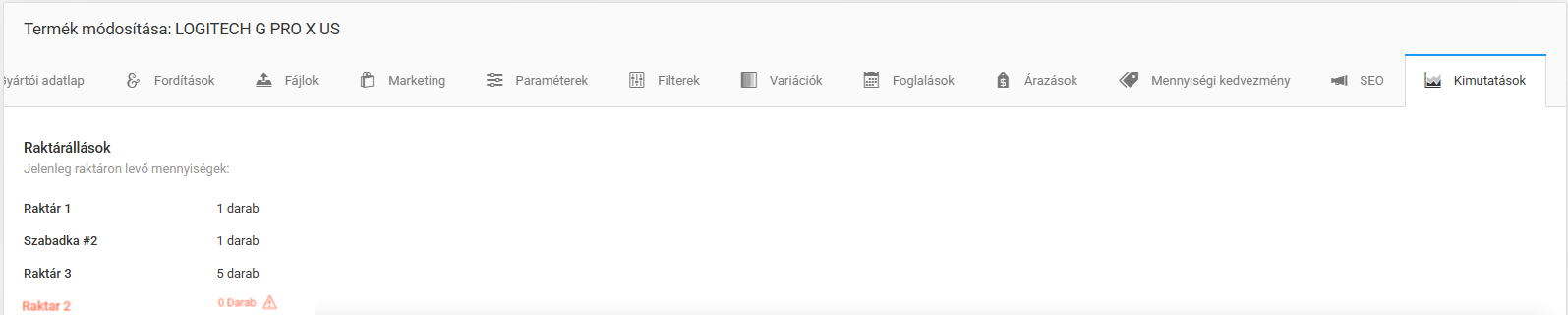 Termékek kezelése