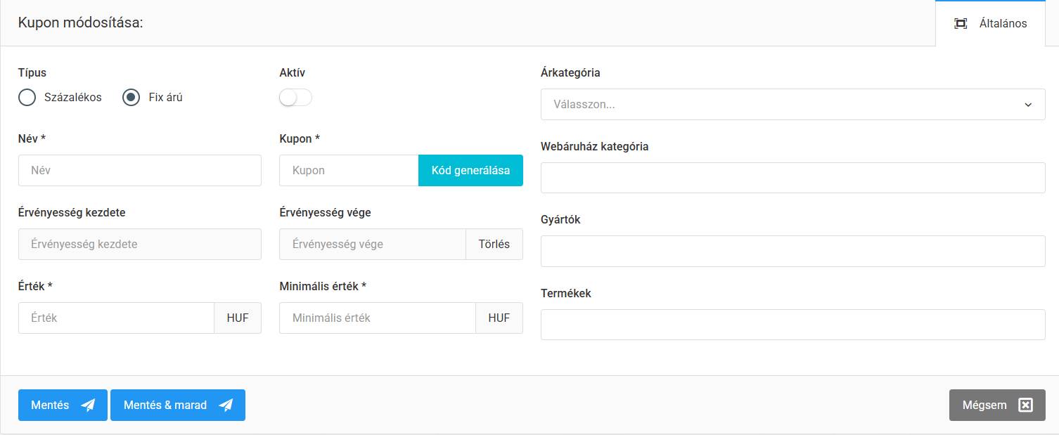 Kuponok használata