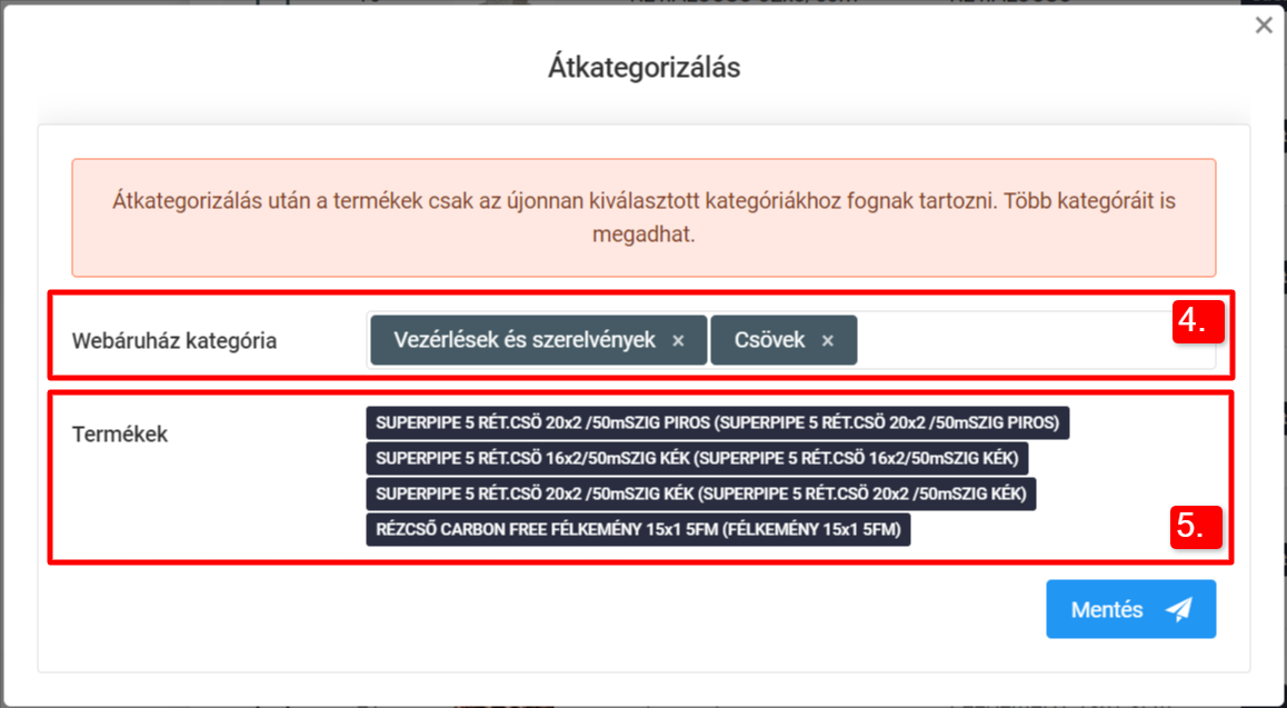 Termékek kezelése