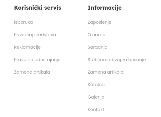 Kategorije (kategorije statičnih sadržaja i meniji)