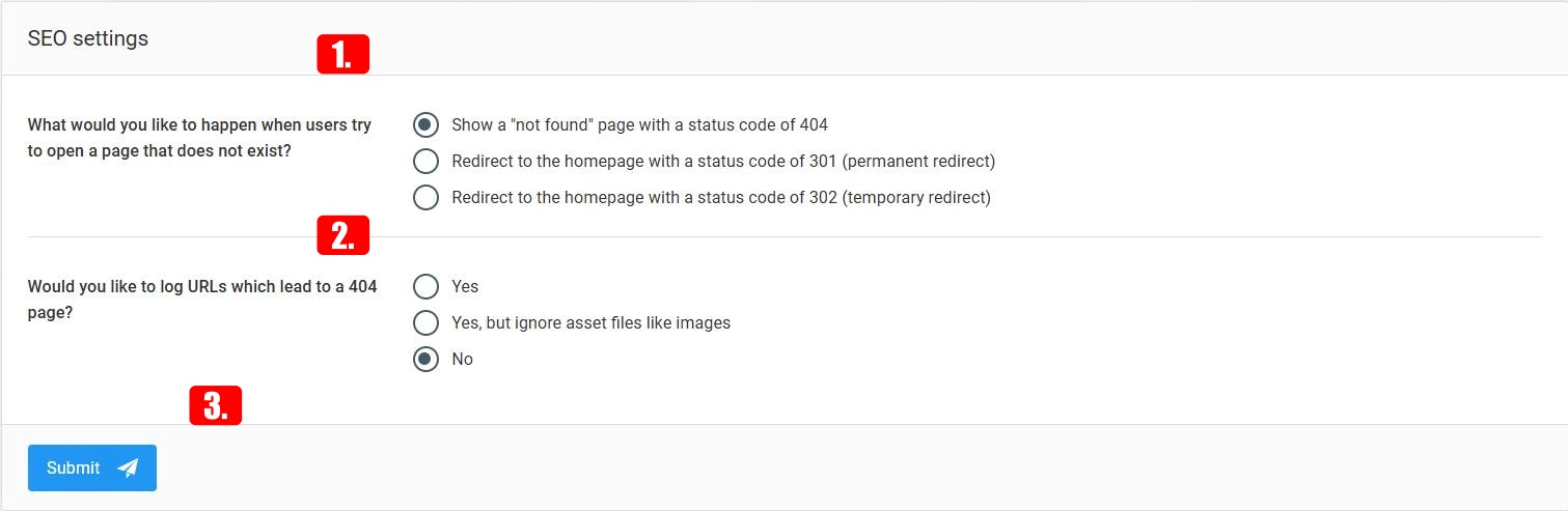 SEO settings